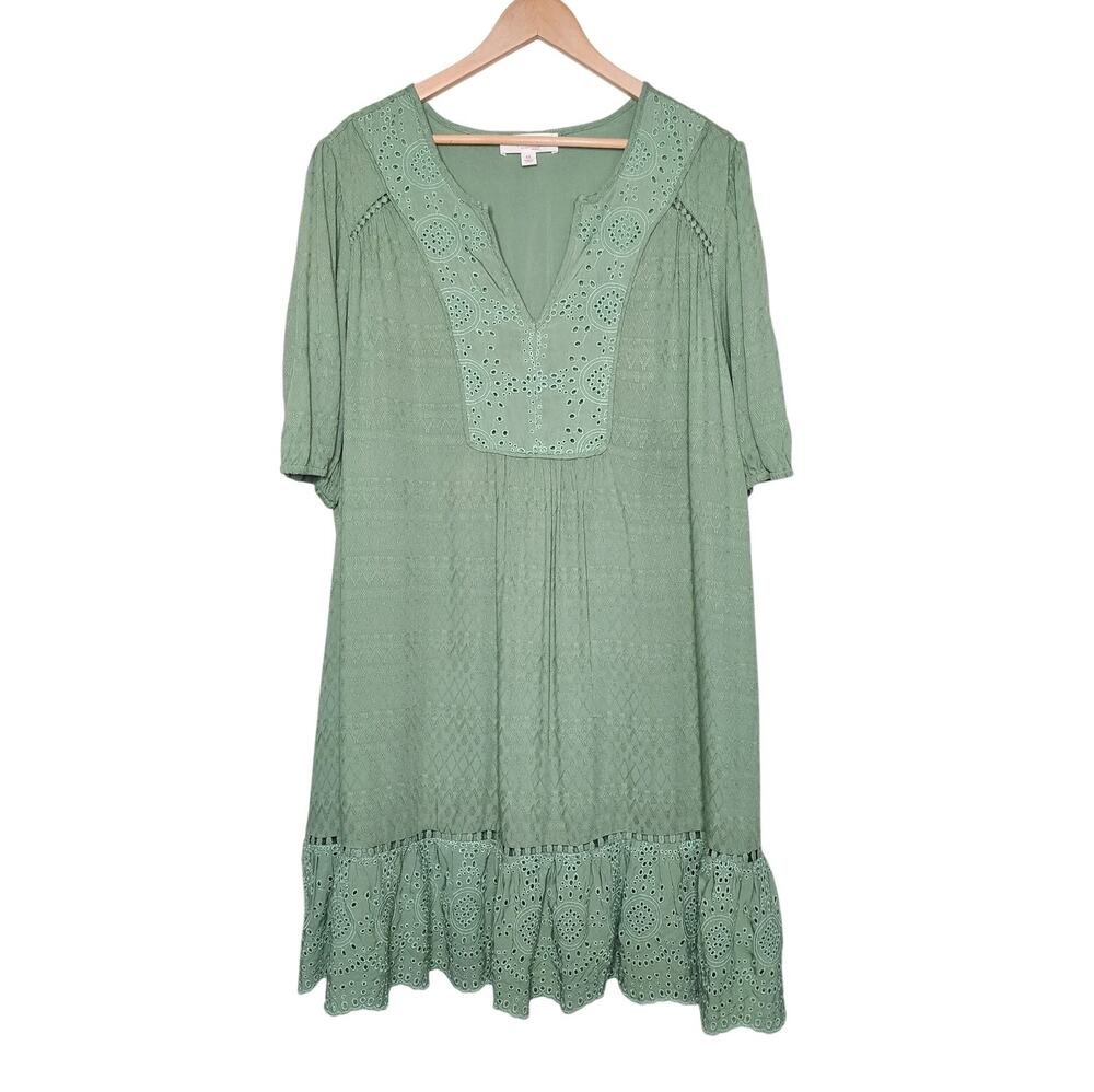 Green Boho Peasant Summer Lace Dress Nurture Women's Size 2X